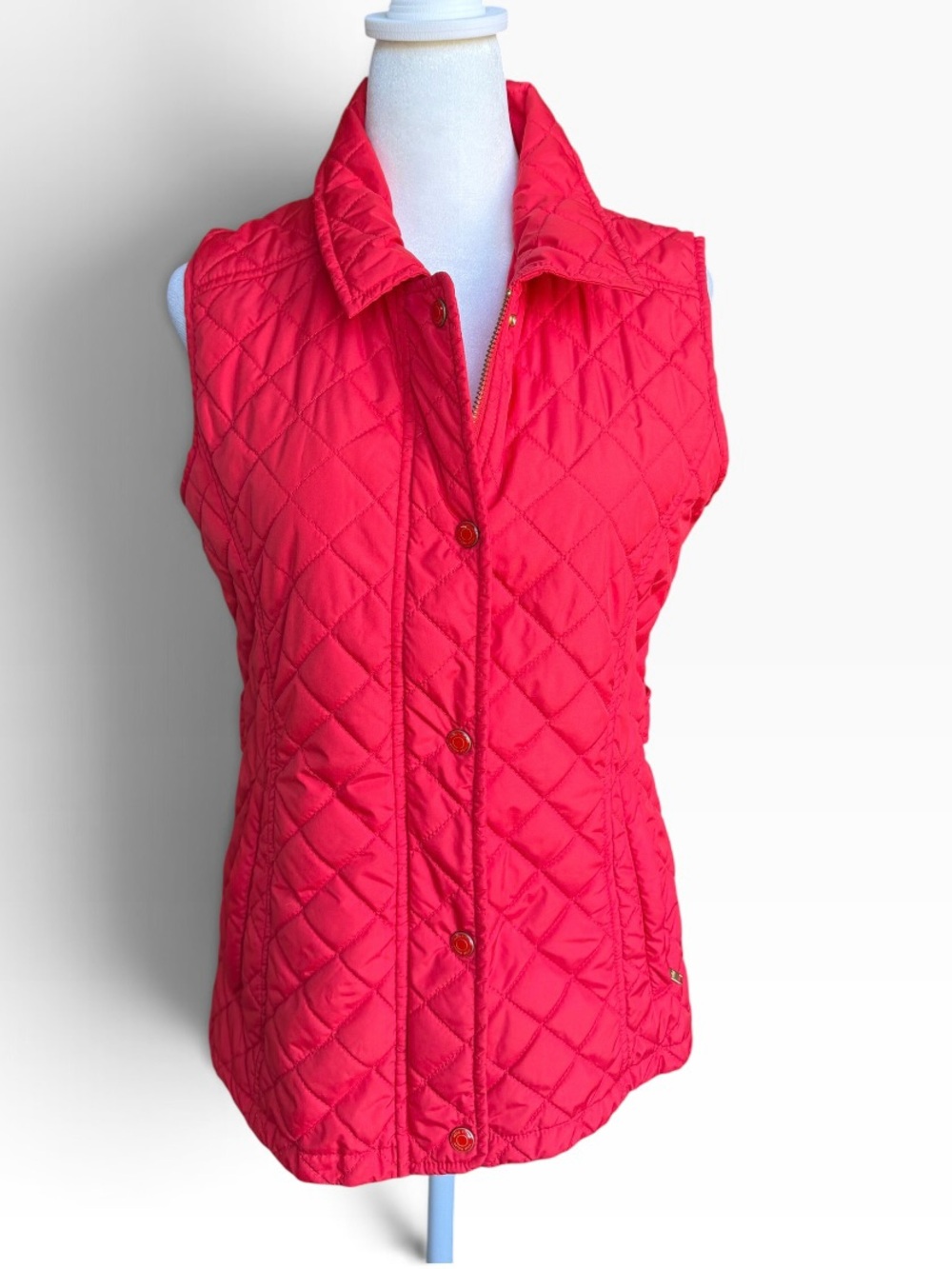 Peter Millar Women’s Red Quilted Vest Plaid Lined Sz S